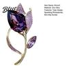 Rhinestone Pin Women Brooch High-Gloss Inlay Sparkling Tulip Design Lapel