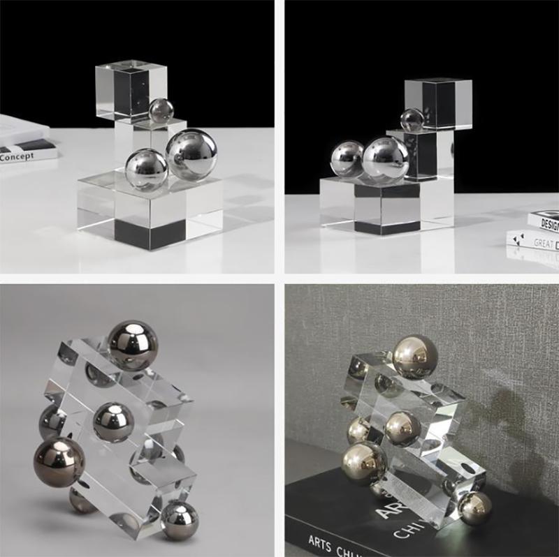 Modern Geometric Transparent Crystal Sculpture Accessories Office Desk Furnishing Decoration Home Room Table Figurines Ornaments