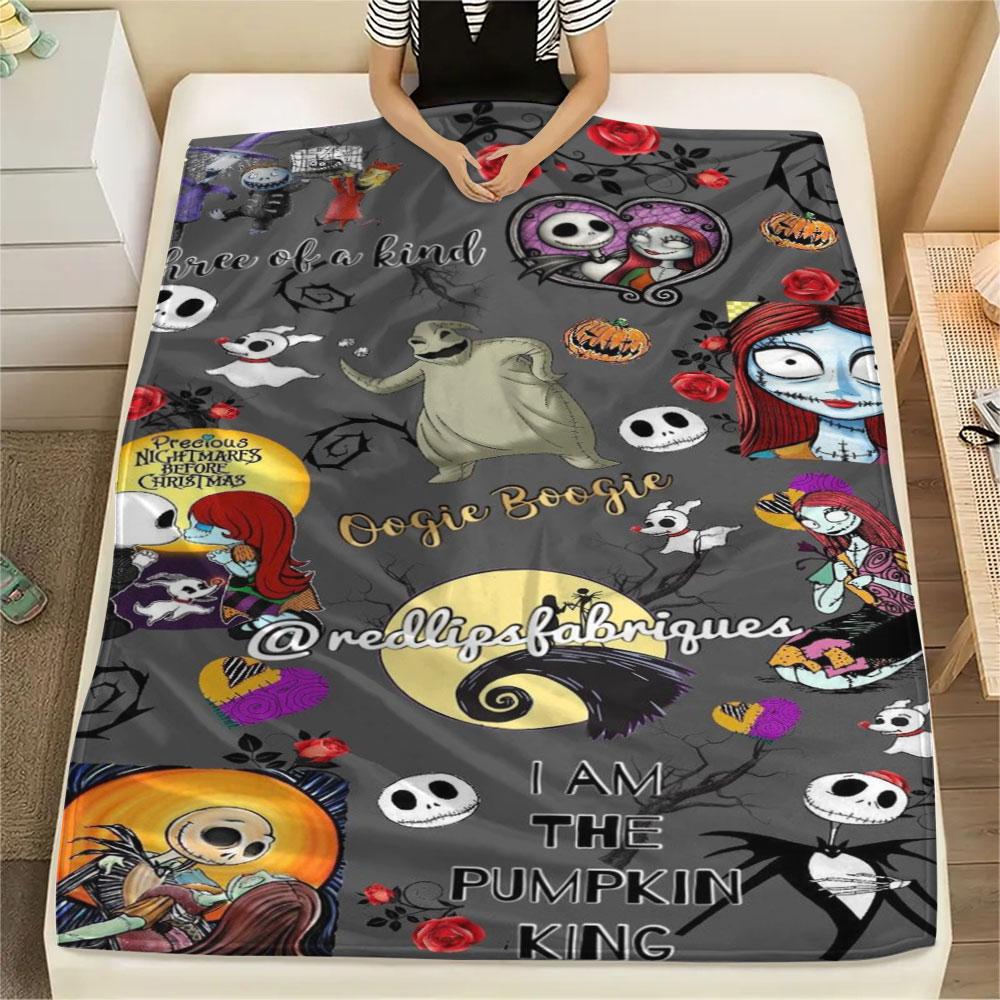 Nightmare Before Christmas Printing Flannel Blanket Bedroom Sofa Camping Warm Blanket Gifts for Family and friends-MJ009