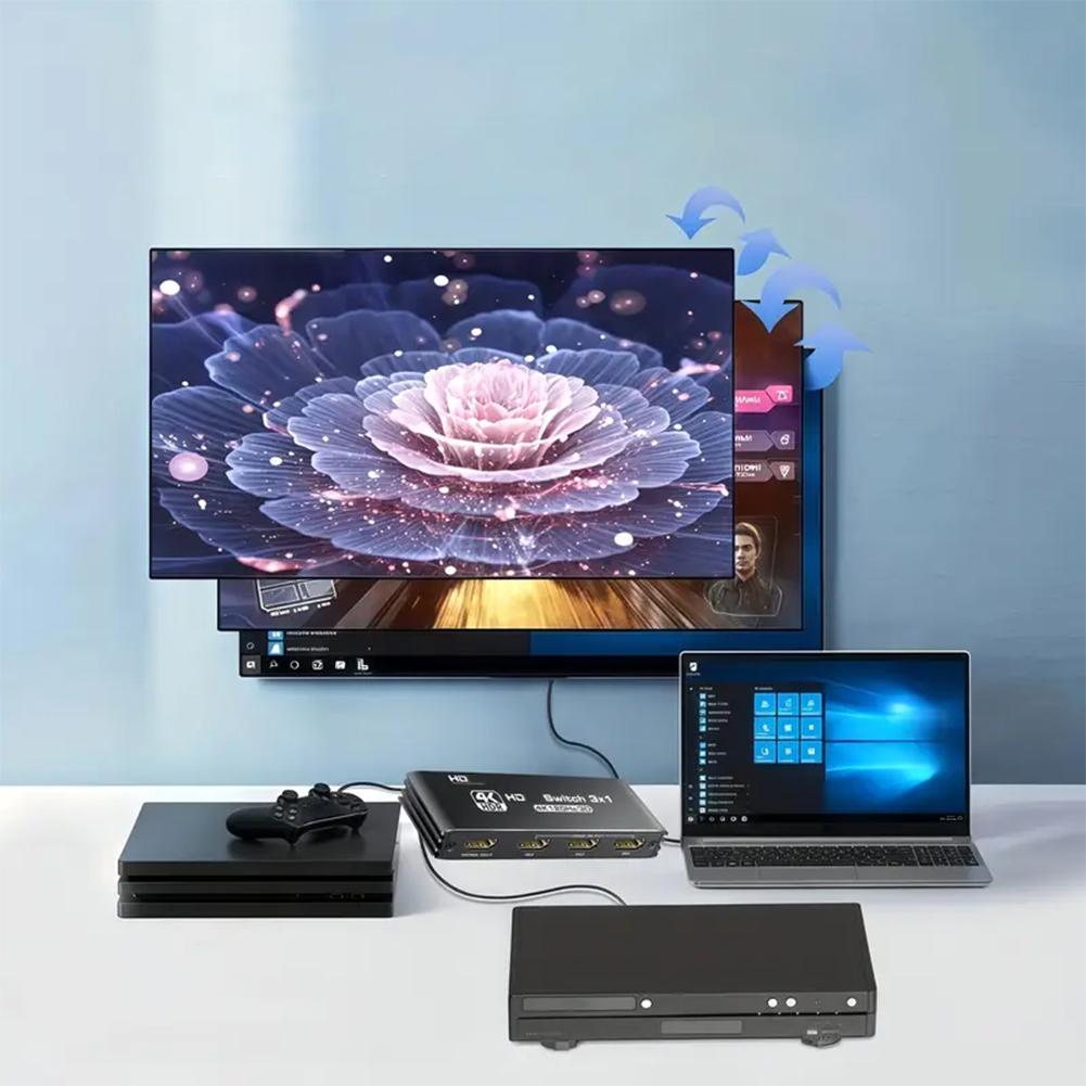 HDMI-Compatible Switcher Plug and Play Switcher Selector Box Three Switching Modes Automatic Switch for HD-DVD PS3/4/5 Xbox 360