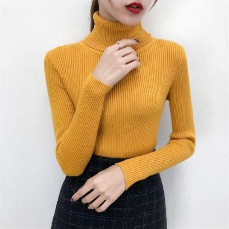 Slim Fit Women Turtleneck Sweater Knitted Pullovers Winter Warm Plus Size Clothes Elastic Soft High Quality