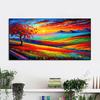 Summer Wild Poppies Canvas Painting Red Poppies Flowers Posters and Prints Landscape Tree Wall Art for Living Room No Frame