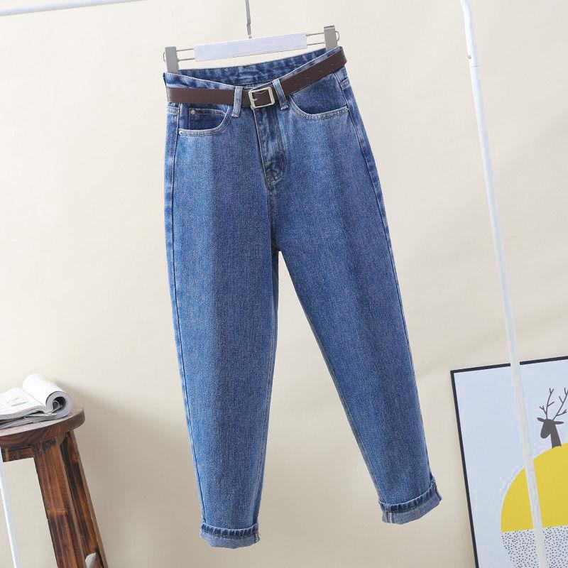Women's High-Waist Slimming Loose Fit Dad Jeans - Korean Style, Plus Size, Cropped Casual Harem Pants