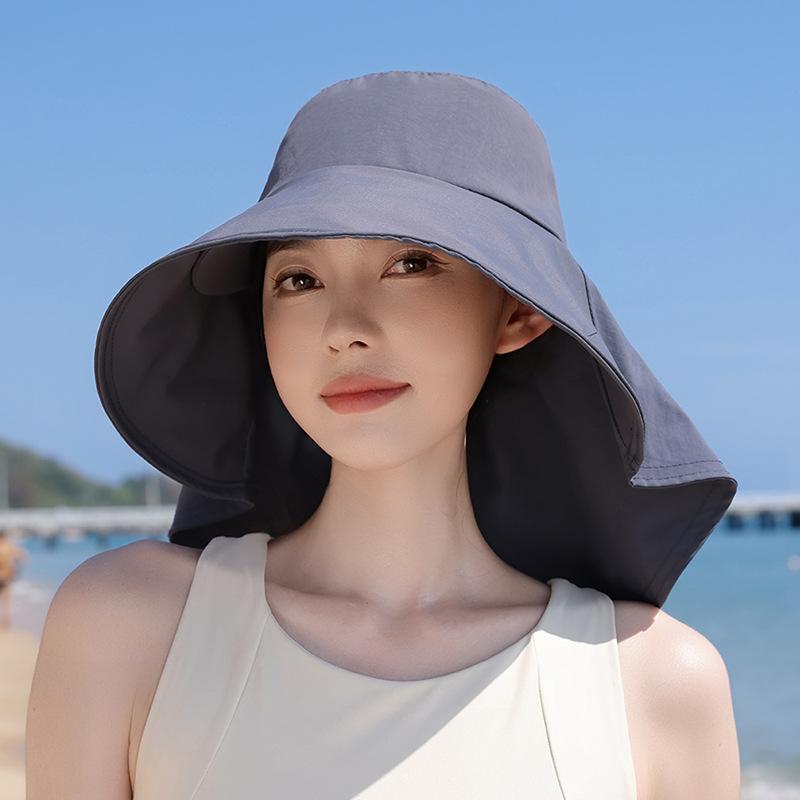 Spring and summer outdoor double-eave sunscreen hat fashion shawl sun hat children's quick-drying waterproof bucket hat