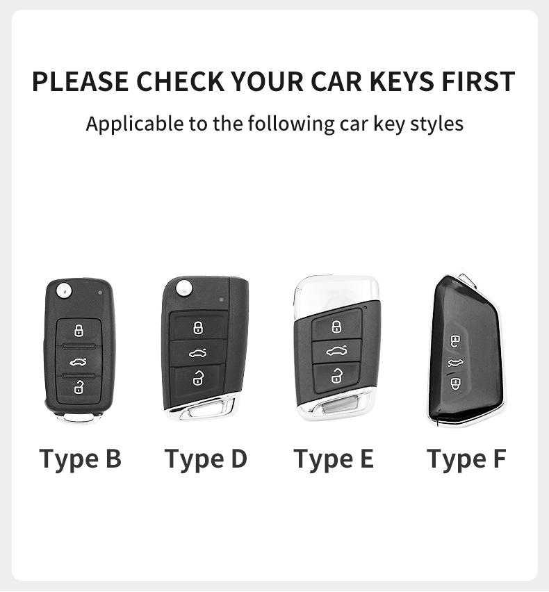 Compatible Key Case for VW Models: Bora, Sagitar, Polo, Tiguan, Tayron, Lamando, Lavida, T-Cross, Golf - Key Bag Shell Buckle.