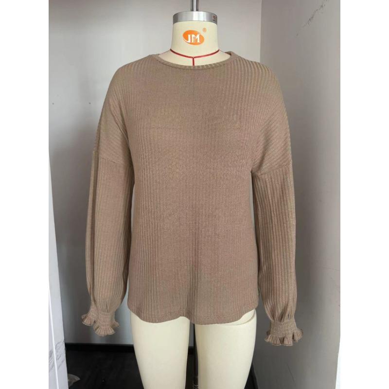 Women's Autumn Loose Casual Pit Stripe Long Sleeve Top