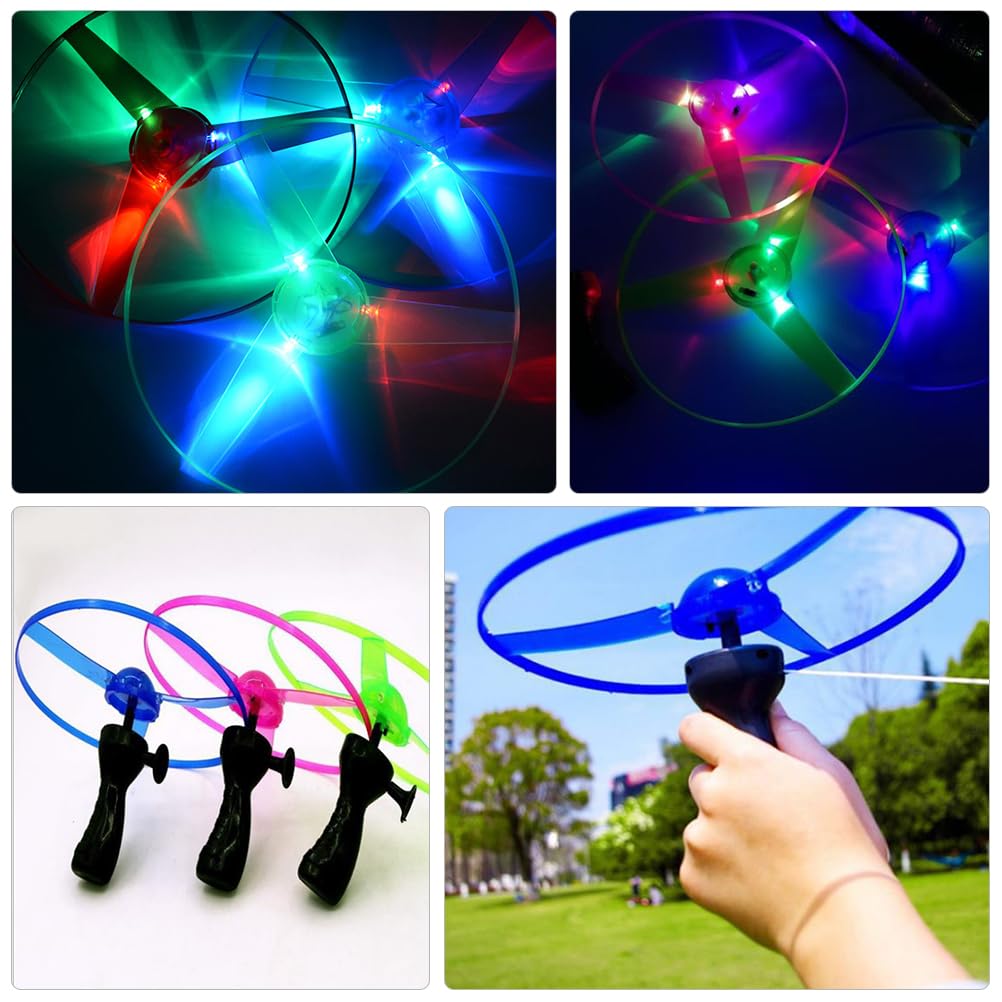 NUOBESTY Bamboo Dragonfly Propeller Light-Up Flying Toy with Rotating LED Propellers for Parks, Outdoors, and Outdoor Play, Set of 5 (Random Colors)