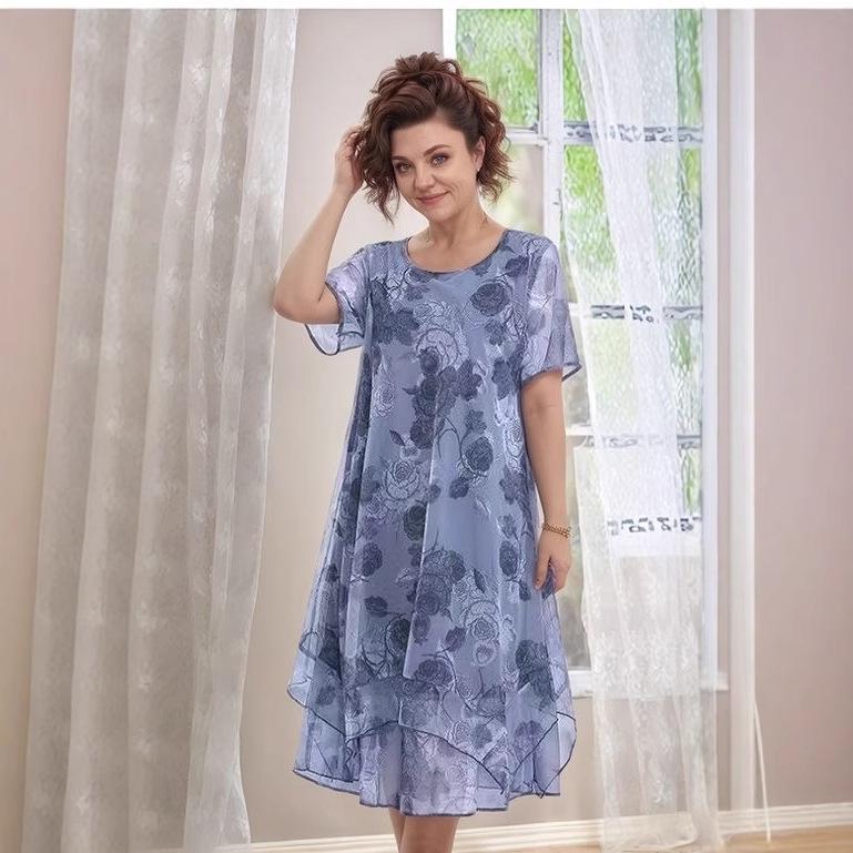 European & American Plus Size Women's Dress with Print - 2025 Collection