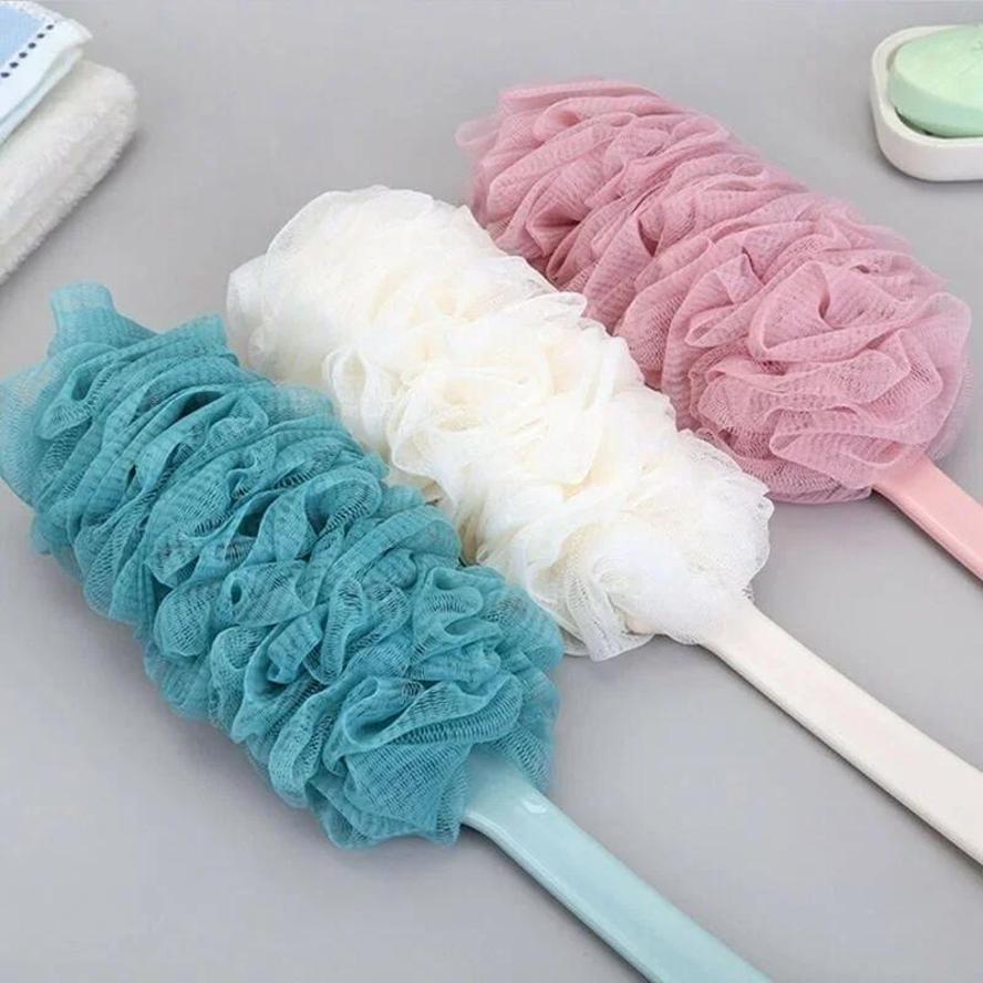 New Bathroom Cleaning Tools Long Handle Bath Brush Back Bath Shower Scrubber Body Soft Mesh Scrub Puff Clean Bath Back Brush