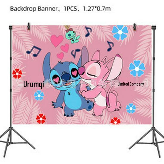 Best-Selling Pink Stitch Birthday Party Tableware Set: Paper Plates, Cups, and Tablecloth.