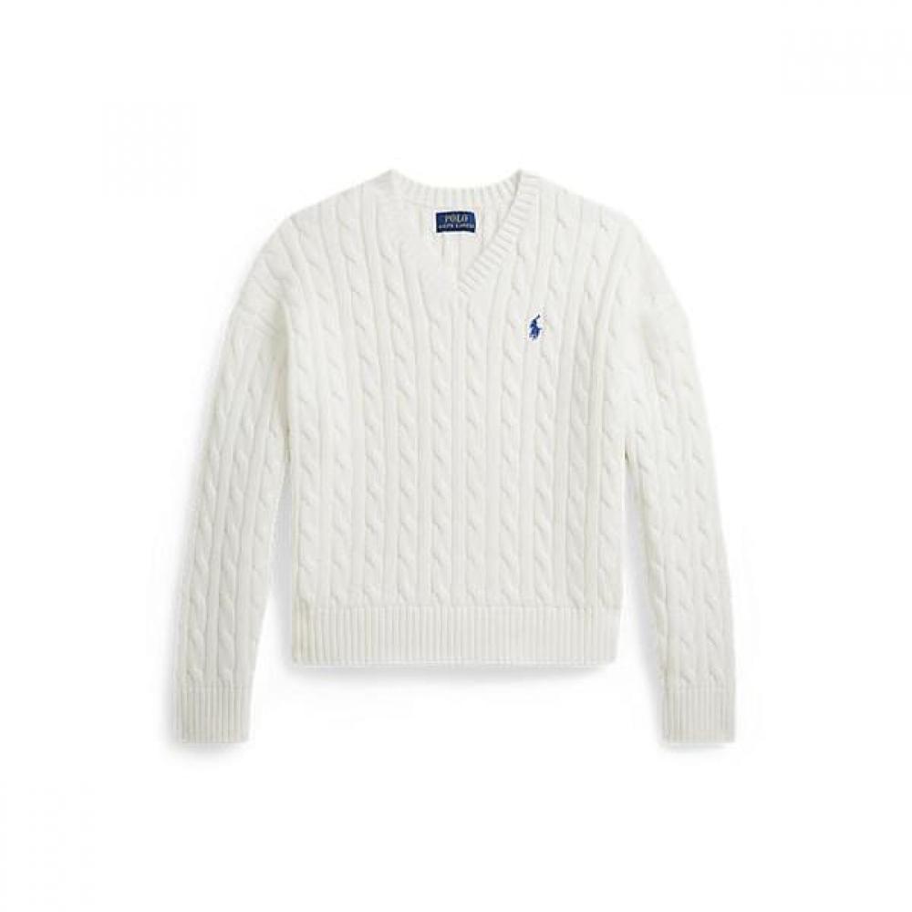 Polo Ralph Lauren Girls 7 16 Cable Knit V Neck Sweater Cwposweg6820612100 M