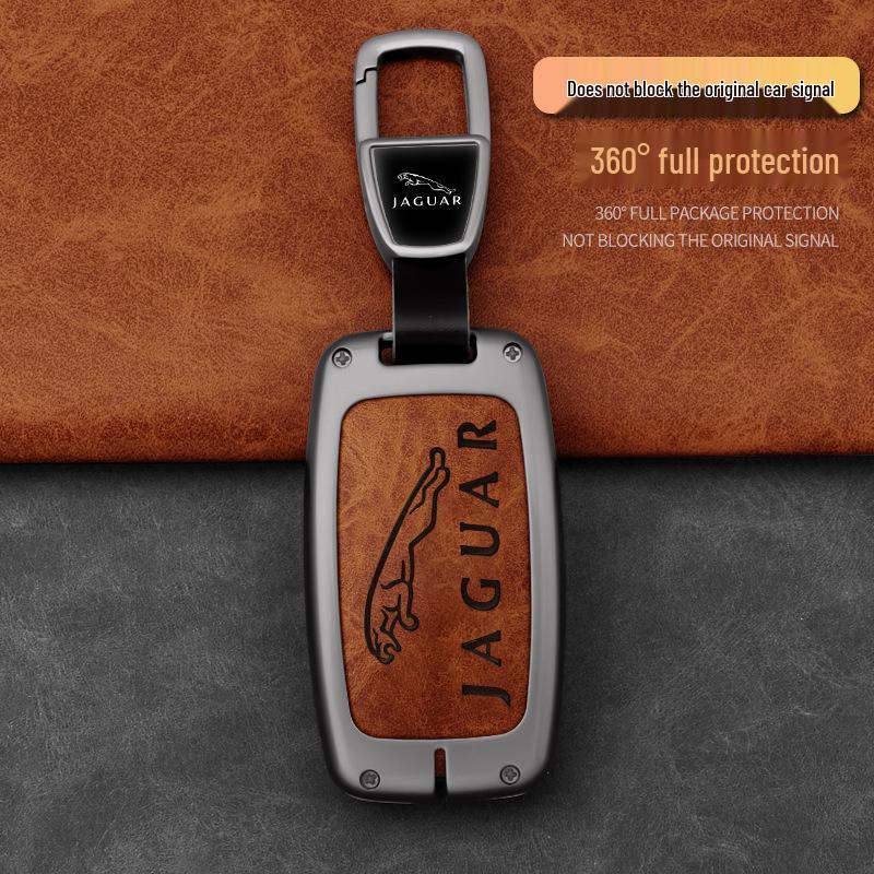 Jaguar Key Cover for XFL, XEL, XJL, F-PACE, XF, XE: Unisex Car Key Shell with Racetrack Buckle