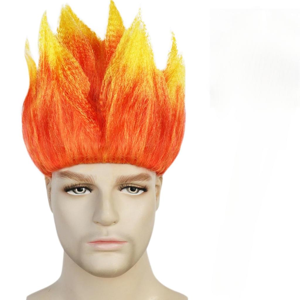 Anime Anger Wig Flame Wig Orange Spiky Wig Short Fire Cosplay Wig Mens Synthetic Wig Outfit For Halloween Party Wig