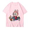 Labubu Cute Pet Print Summer T-shirt Men's Slim Ins Harajuku Short-sleeved K2y Couple Fishing Suit