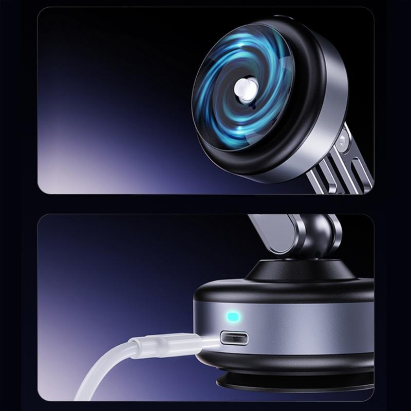 Bezpečný držák na telefon do auta na ventilační mřížku s přísavkou na čelní sklo, magnetický stojan, vakuová přísavka, otáčení o 360 stupňů, nastavitelný pozorovací úhel