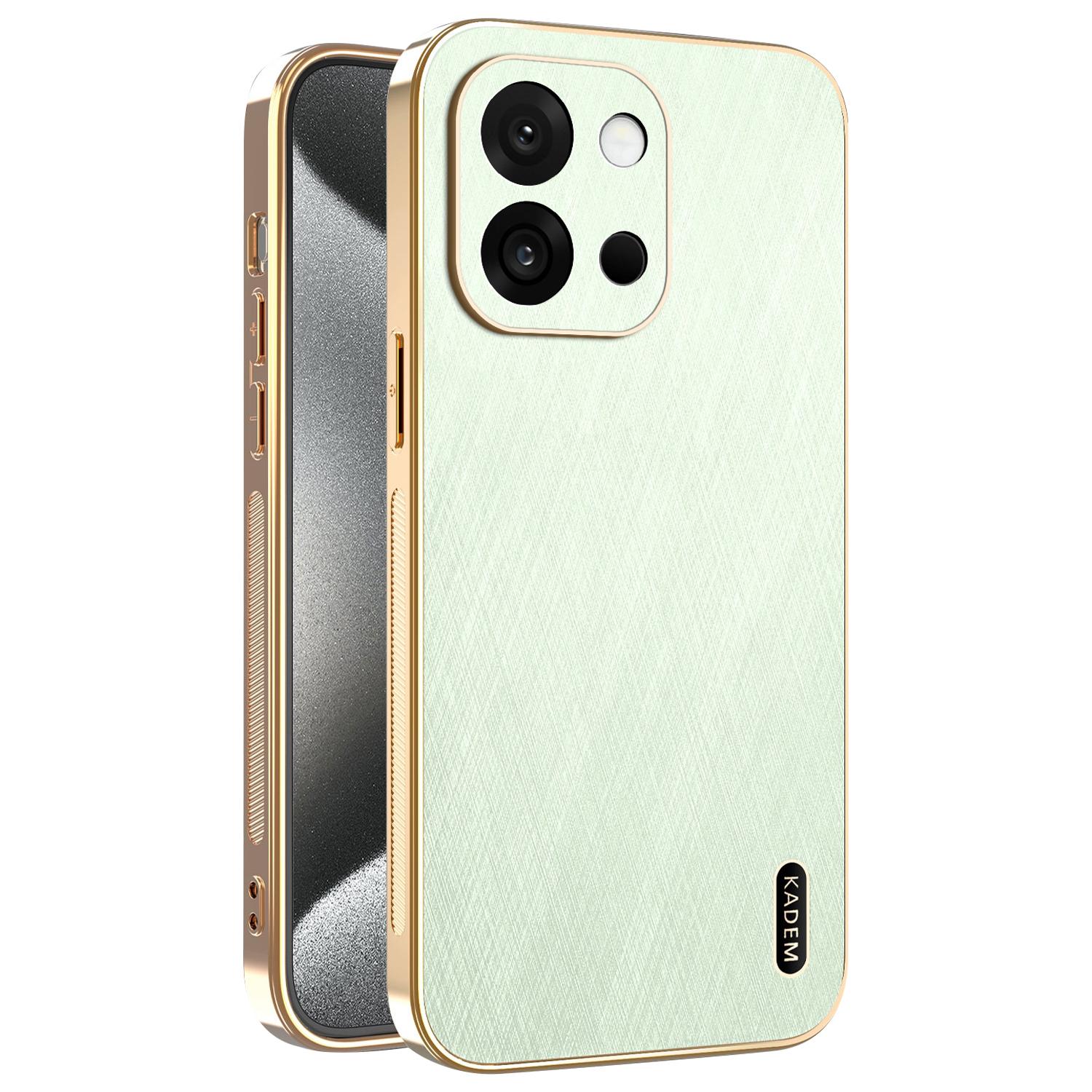 

KADEM For OnePlus 13T 5G Case Electroplating Silk Texture PU+TPU Phone Back Cover Green