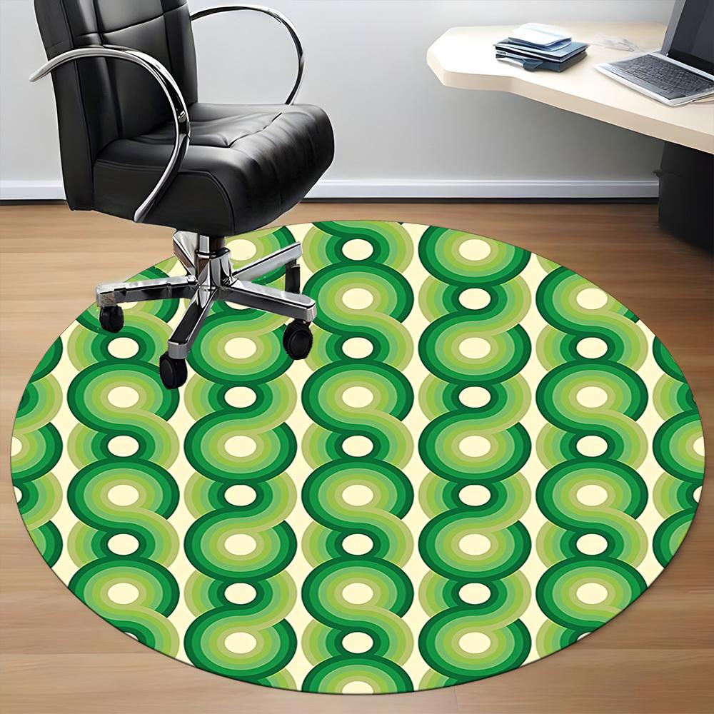 1pc Green Circles Pattern Chair Carpet for Office - Durable, Ideal for Chair Mats, Stylish & Functional Decorative Rug yy260203049