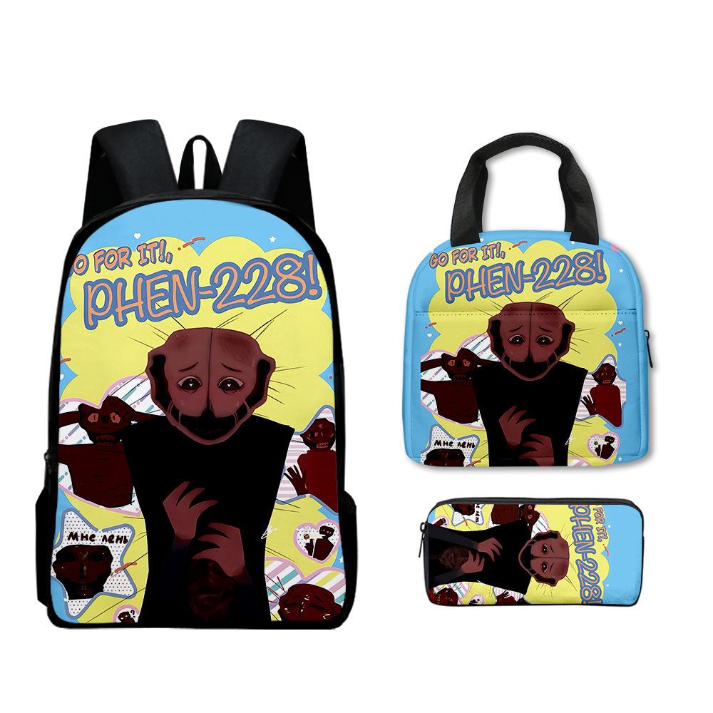 Trendy Popular Funny Novelty The Boiled One 3D Print 3pcs/Set Student School Bags Laptop Daypack Backpack Lunch bag Pencil Case