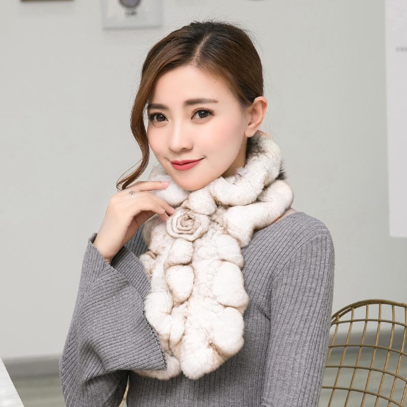 Women Scarf Winter Fur Scarf Real Rex Rabbit Fur Korea Muffler Scarf Ladies Mufflers