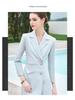 Blue Two-Button Suit Collar Women's Mid-Length Dress - Spring & Autumn Style