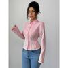 Casual Simple Striped Long-sleeved Button Tops and Shirts for Women 2025 Autumn and Winter