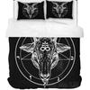 Dark Satanic Duvet Cover Set Satan Goat Inverted Pentagram Skull Bedding Set Full King Size Bed Set Bedroom Comforter Cover Set