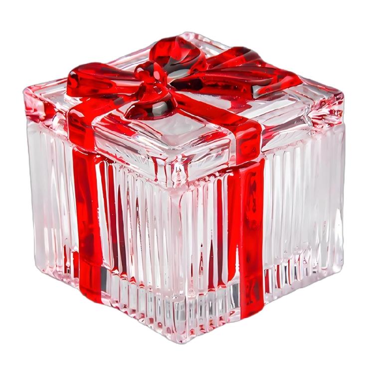 Glass Jewelry Box,Crystal Candy Dish with Lid,Candy Jars Decorative Storage Jar Jewelry Organizers Gift for Womens Girls