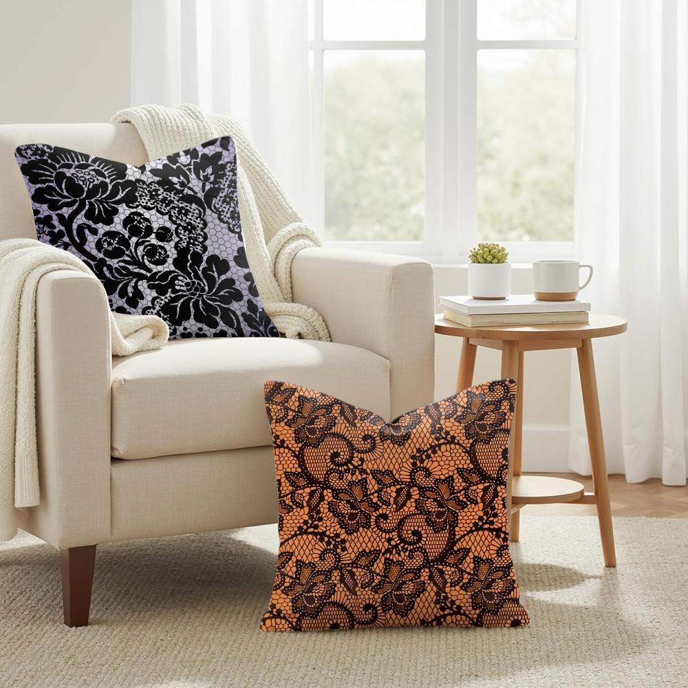 Lace Flower Cushion Cover Natural Linen Organic Fabric DoubleSided Printing Couch Pillow Covers Home Decor