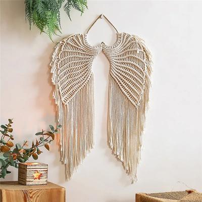 Macrame nástenné závesy Boho gobelín Angels Wing Tkaný bohémsky nástenný dekor Bytová dekorácia do bytu Spálňa Obývacia izba