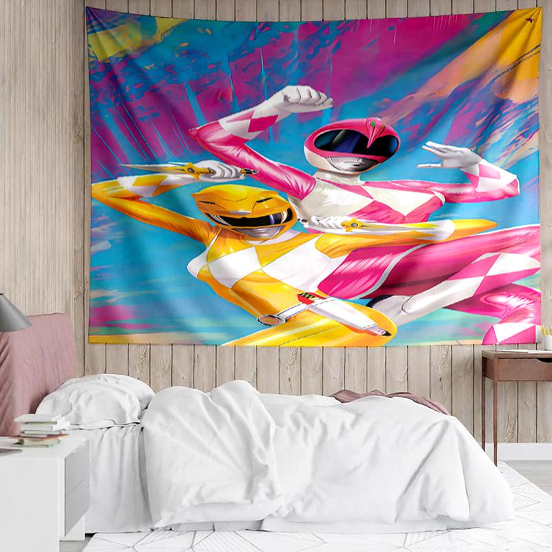 Mighty-Morphin Print Tapestry, Backdrop, Easy Setup, Ideal for Bedroom, Office & Living Room, with Aesthetic Wall Hanging Decor.