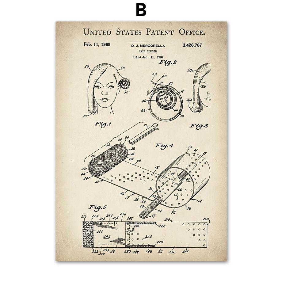 Fashion Makeup Patent Mascara Blueprint Wall Art Print Canvas Painting Nordic Poster Wall Pictures Beauty Salon Shop Room Decor