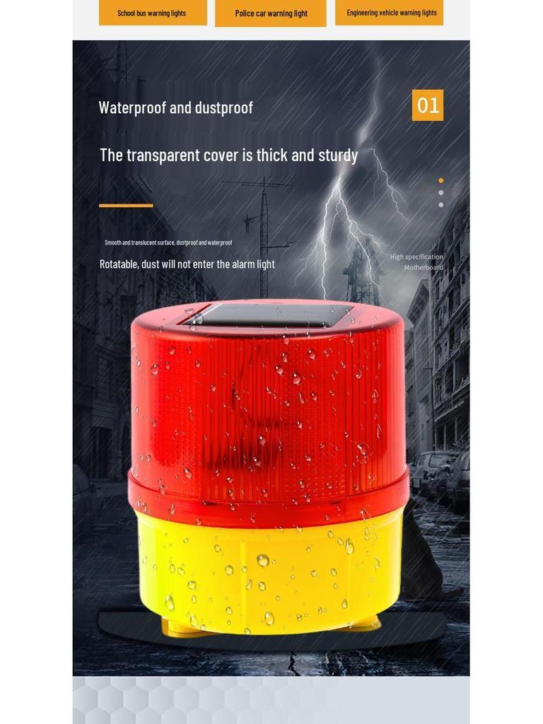 Solar-Powered Strobe Light with Magnetic Base for Construction and Traffic Safety