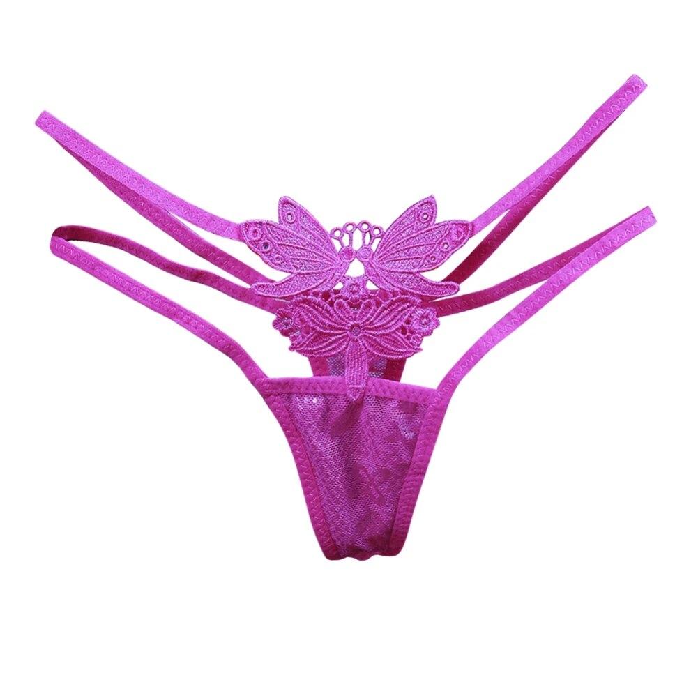 Damen Tangas G-String Unterwäsche Charmanter Tanga Dessous Spitze G-String Slips Schmetterling T-Back Höschen Riemchenhöschen Geschenk zum Valentinstag