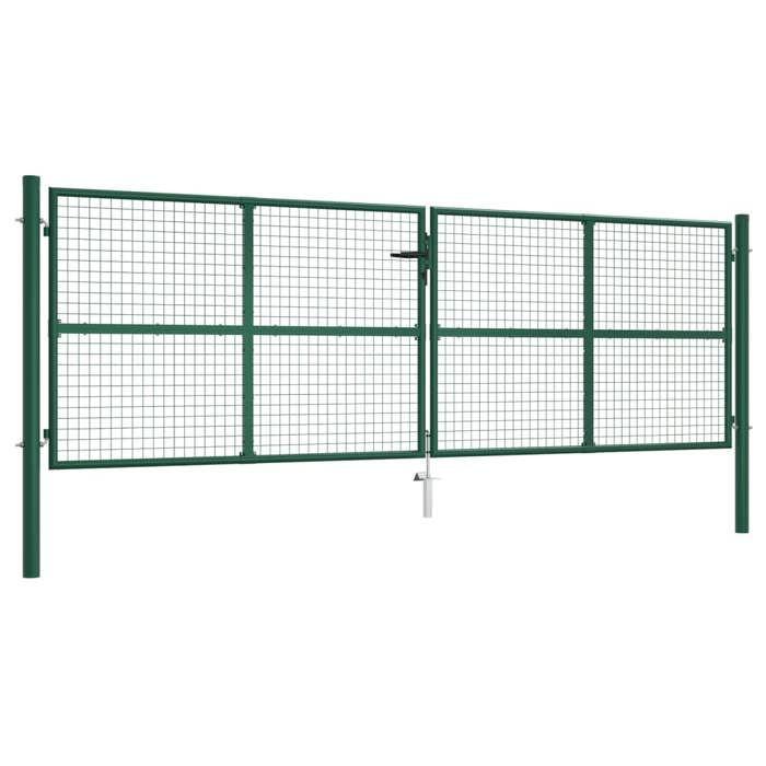 VidaXL Portail en treillis de jardin acier 390x125 cm vert 145749