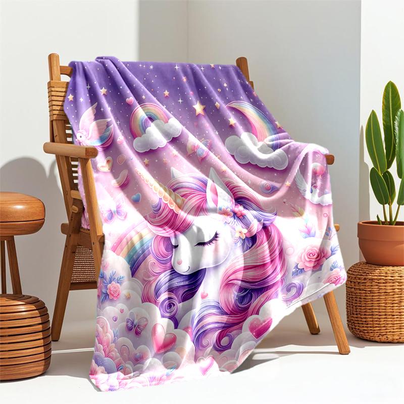 1PC Unicorn on the Clouds blanket, al season lightweigh Poster blanket home office outdoor nap multifunc Poster blanketional blanket