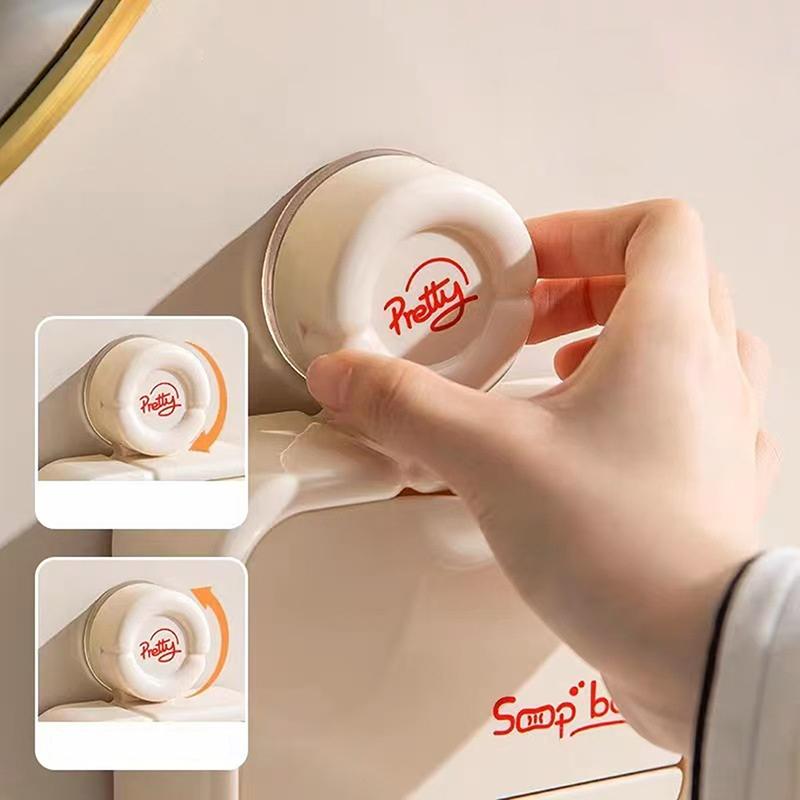 Suction Cup Flip Soap Box Punch-Free Soap Box Wall-Mounted Storage Rack Home Drain Storage Bathroom Toilet
