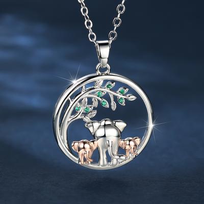 Lovely Bicolor Animal Necklace Elephant Pendant Necklace Gift From Daughter To Mother