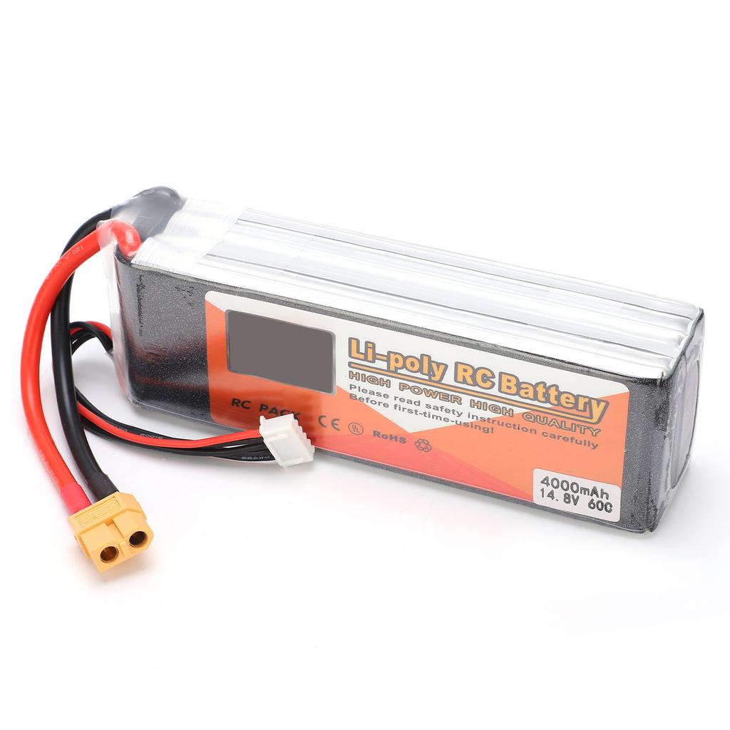 14.8V 4000mAh 4S 60C Lipo Battery Pack with XT60 Plug RC Battery for RC Car Boat Helicopter Drones
