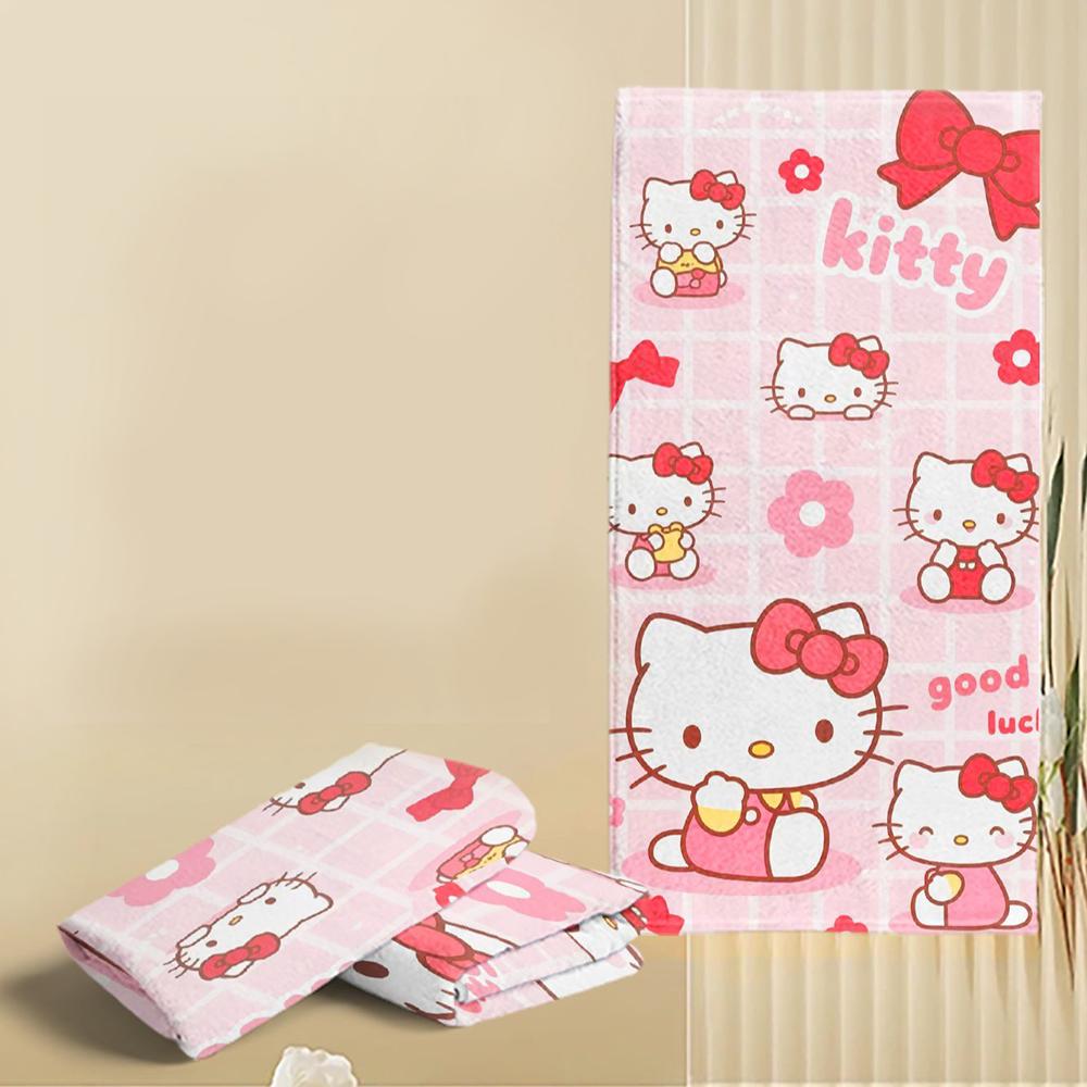 Hello Kitty Towel - Cute Cartoon Children s Towel, Quick-Drying Swimming Towel, Warm Wrapping Towel, Fitness Towel for Sports an W40*H60(CM)