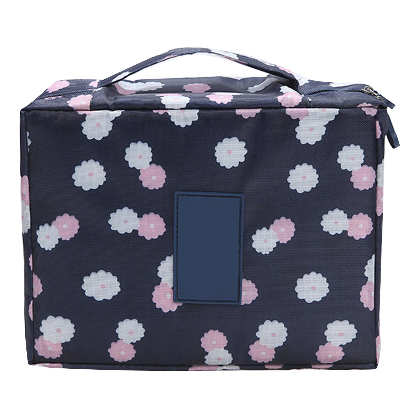 

Tetragonum Makeup Bag Large Capacity Waterproof Portable Travel Cosmetic Bag with Sturdy Handle Navy Blue темно-синього кольору