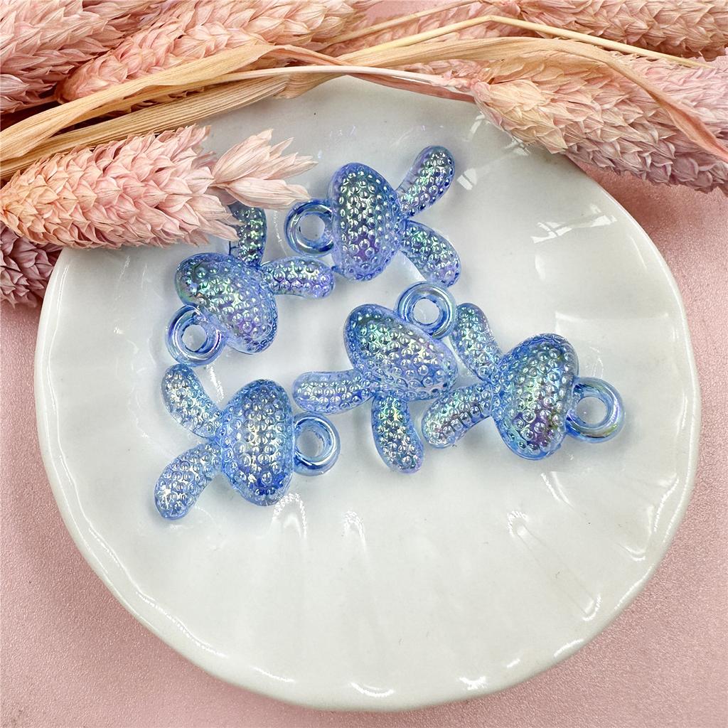 Transparent Colorful Jewelry Accessories Acrylic Exquisite DIY Bracelet Pendant Rabbit Head Beads Hanging Hole 17.5*21mm Plated UV 5Pcs