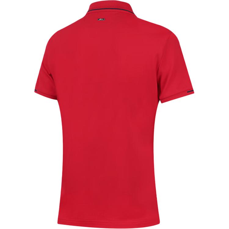 Li-Ning Solid Color Casual Breathable Comfortable Short Sleeve Polo Shirt Women tops Bull-Red APLT084-8