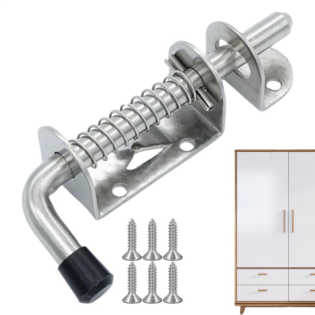 Spring Latch Lock | Stainless Steel Heavy Duty Door and Window Portable Latch, Stainless