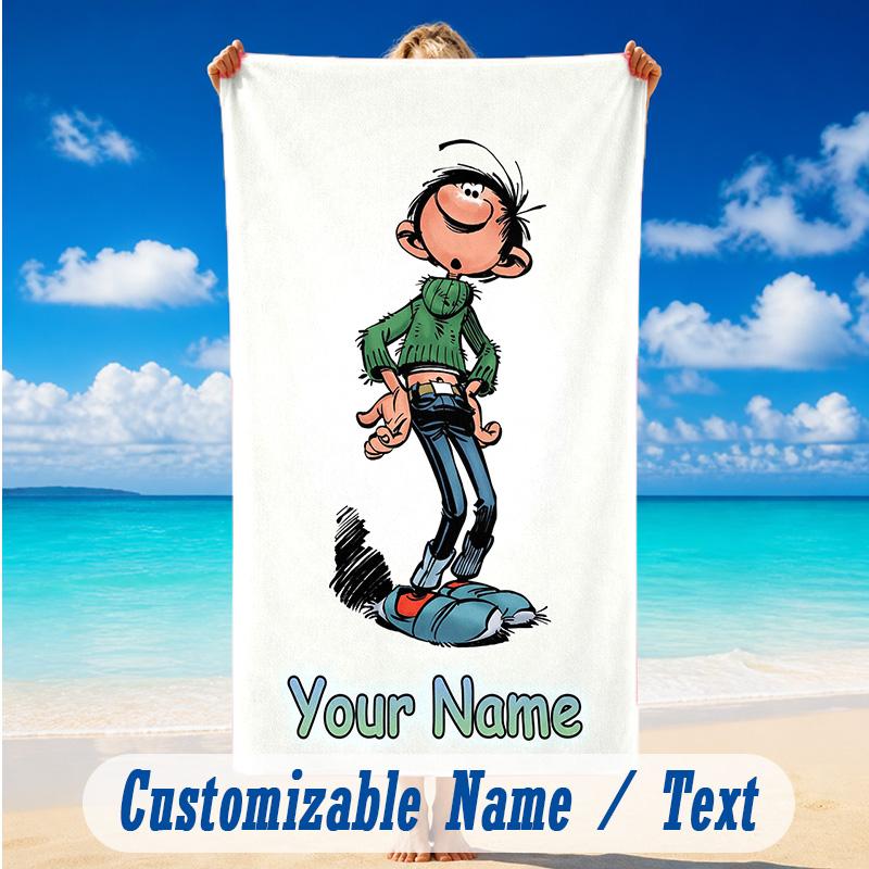 Beach Towel Custom Name Text, Quick Dry Large Towel For Beach HomeGaston Lagaffe