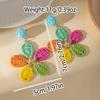 Dopamine Flower Woven Earrings: Summer Beach Raffia Studs for Women