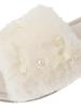 de Apparel Ribbon Pearl Fur Room Shoes for Ivory [Maison Fleur] Women,