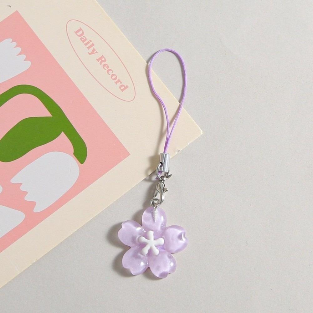 Resin Cherry Blossom Keychain Colorful Keyring New Mobile Phone Lanyard  Gift