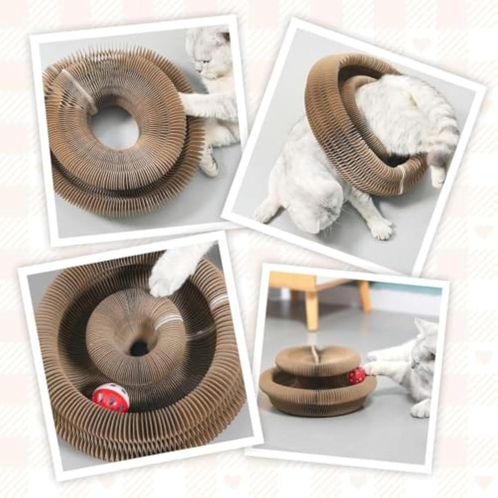 Foldable Flexible Cat Scratcher Boopz Bell-Ball for Cats Accordion Cardboard Interactive & Transformable Scratching Toy
