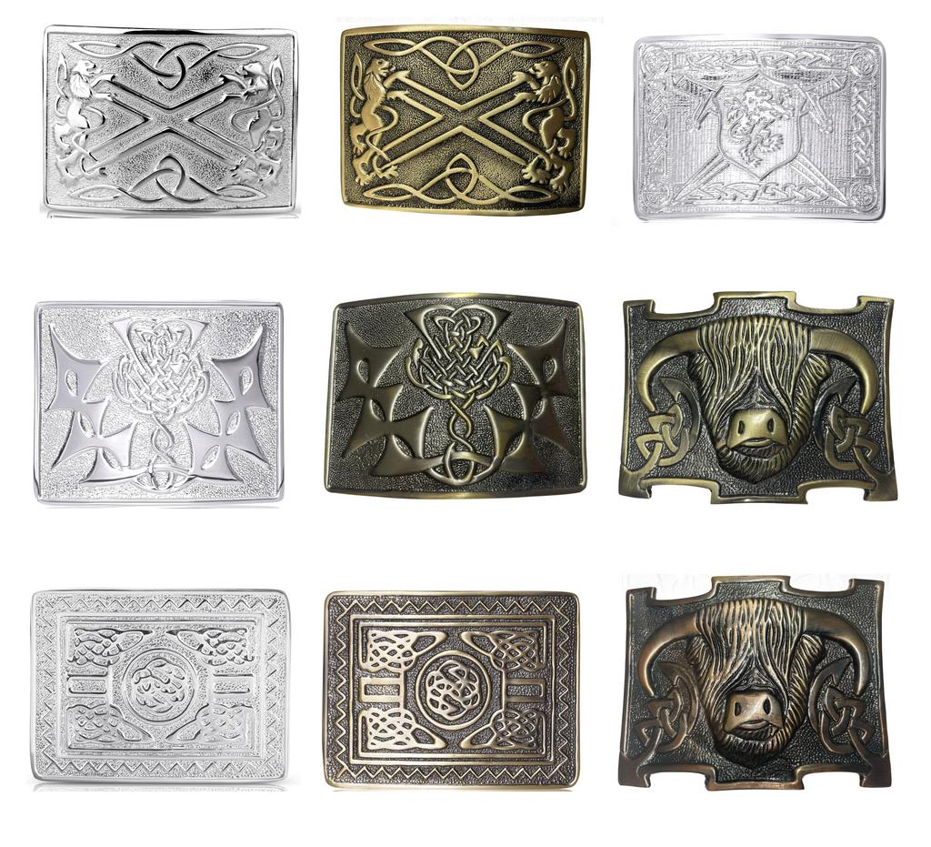 Scottish Kilt Belt Buckle Brass Mirror Shine Celtic Antique Design Sporran