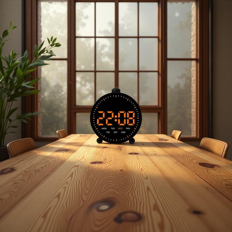 LED Digital Alarm Clock Date Week Display 2 Alarms Countdown Timer Second Hand Clock Bedside Electronic Clock 12/24H USB Powered